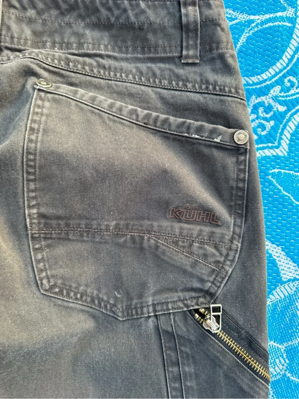 KUHL The Law Pants 36x30 Mens Heavyweight Canvas Double Knee Work Grey